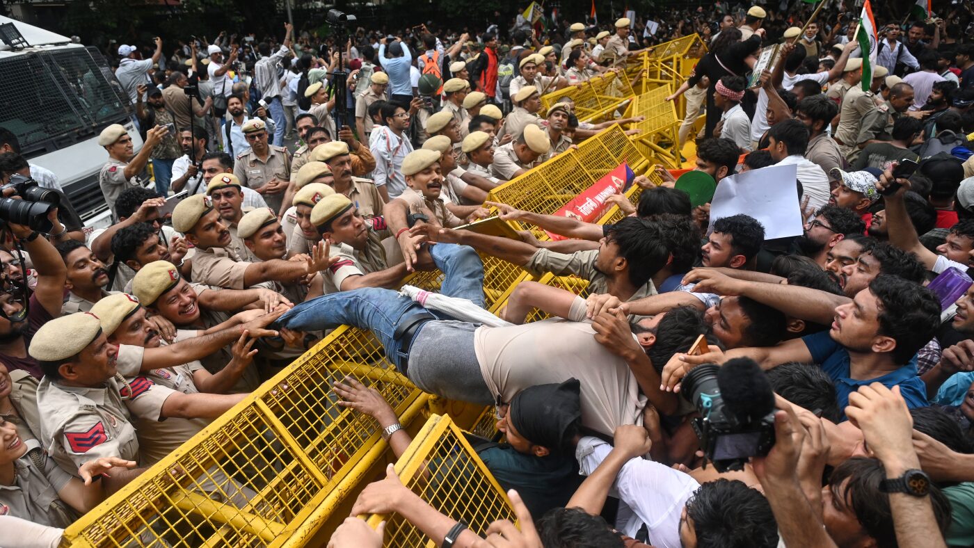 Youth-led Cockroach party clashes with police at India Parliament march