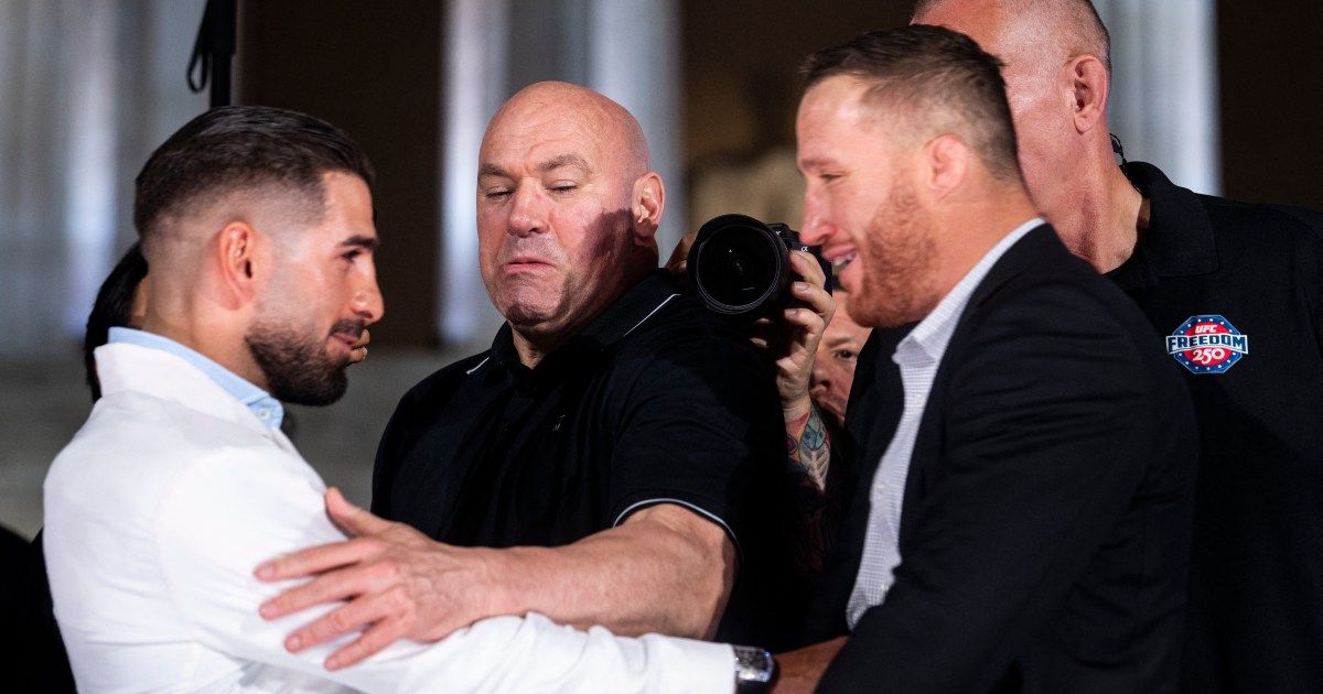 Topuria shoves Gaethje at Lincoln Memorial before UFC White House card