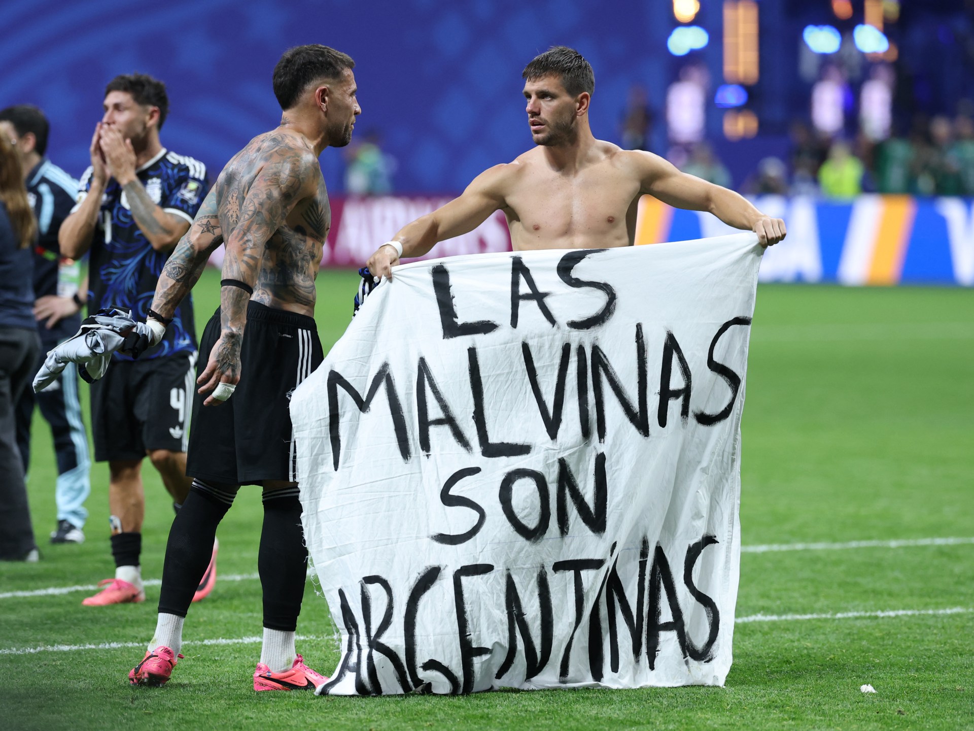 Argentina players' Falklands banner risks FIFA action after England win