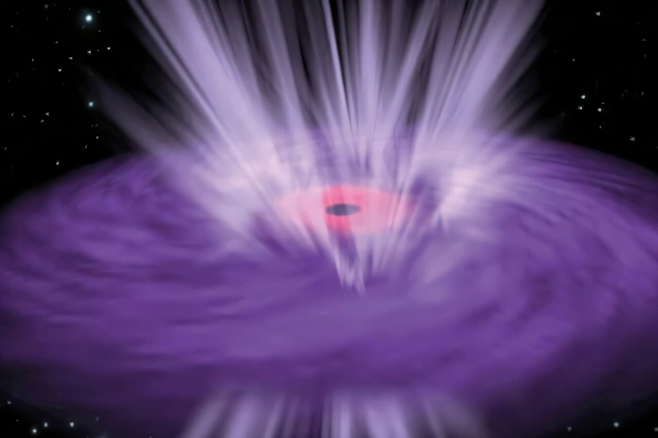 Astronomers detect powerful black hole wind in distant quasar