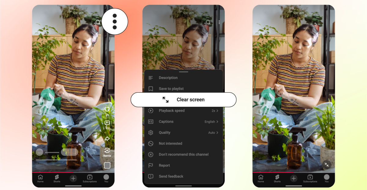 YouTube adds cleaner viewing and 2x playback to Shorts