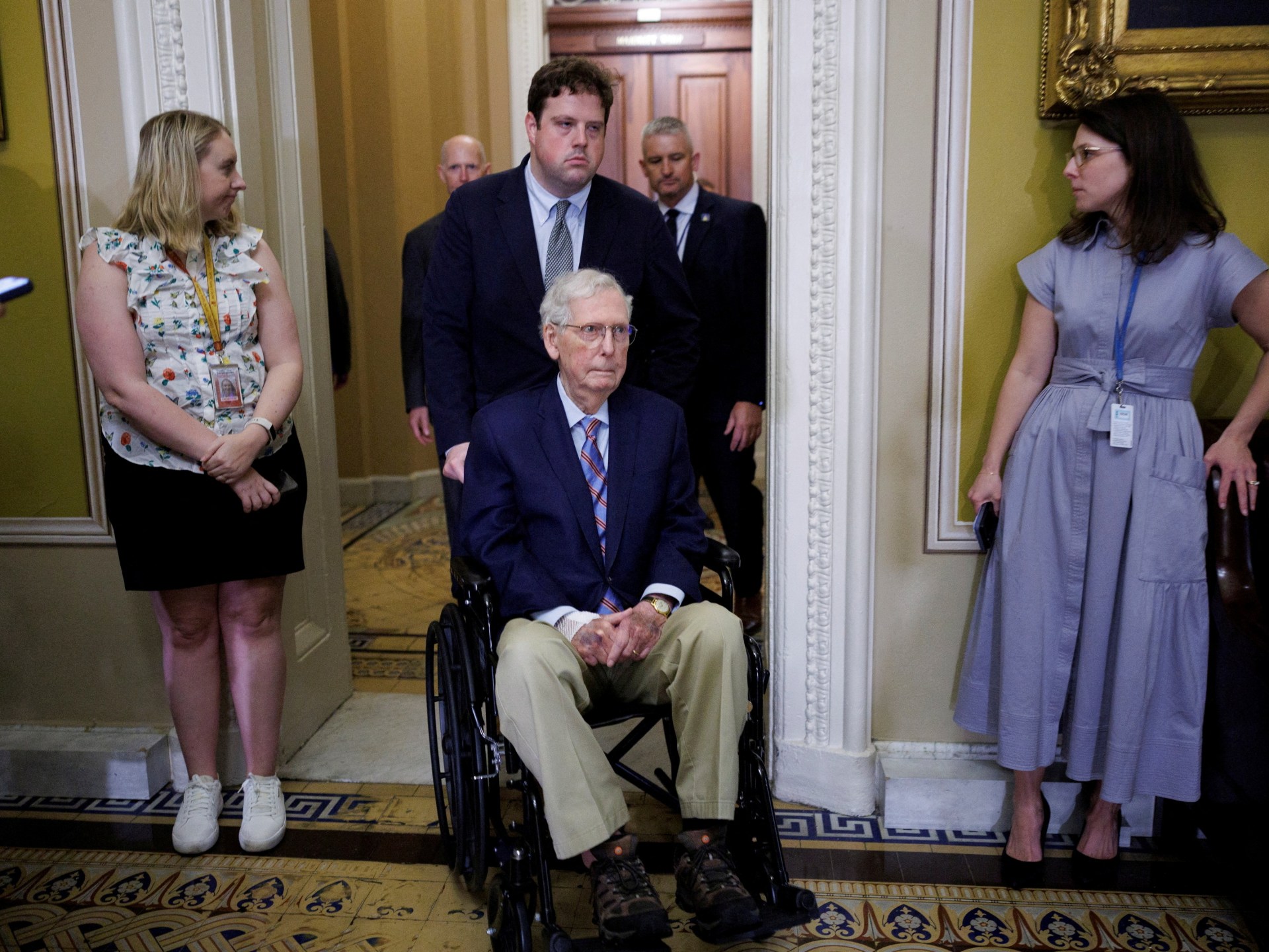 McConnell says fall caused hospitalization and he is rebuilding strength