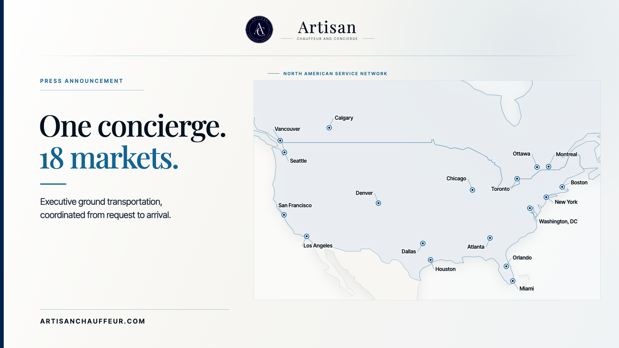 Artisan introduces single-concierge transportation across 18 markets