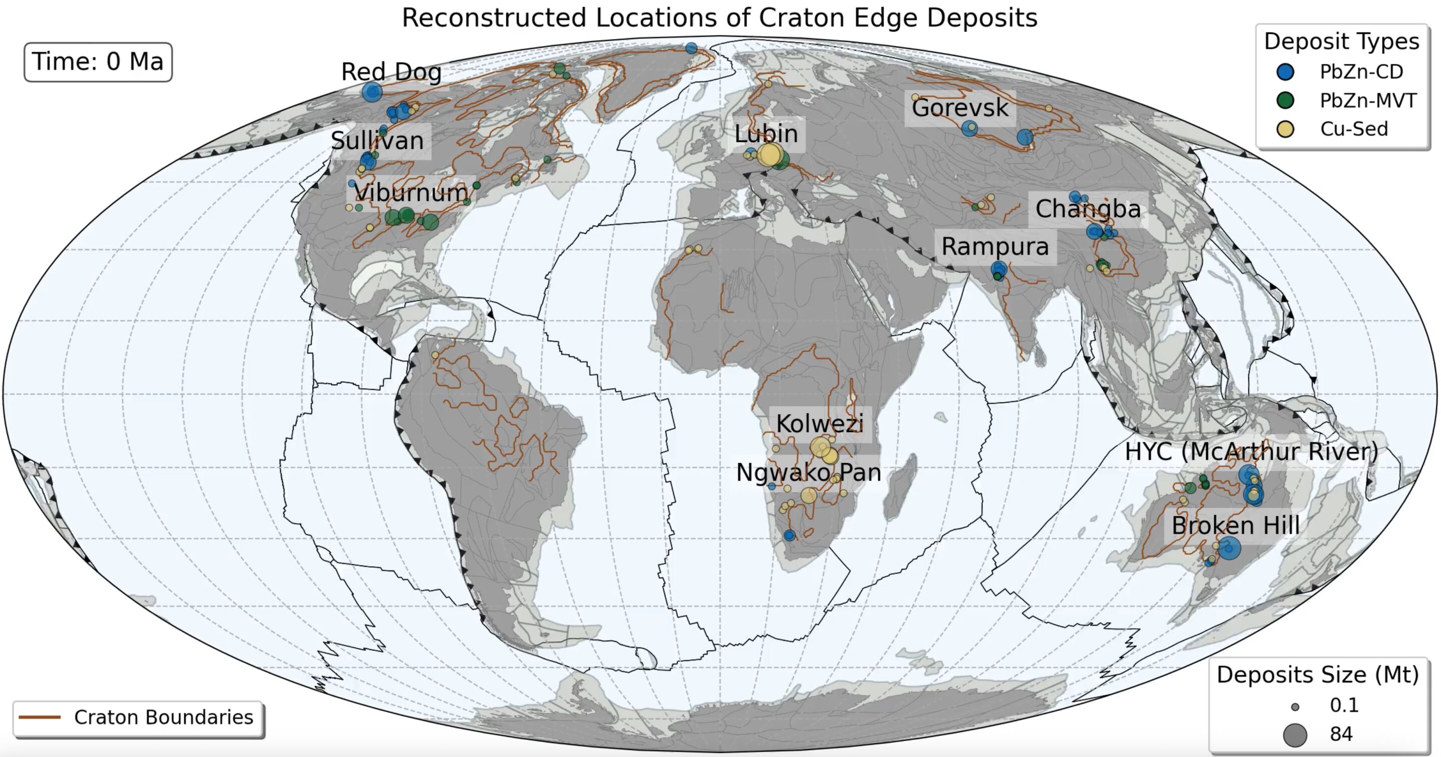 Ancient plate boundaries tied to copper, zinc and lead deposits