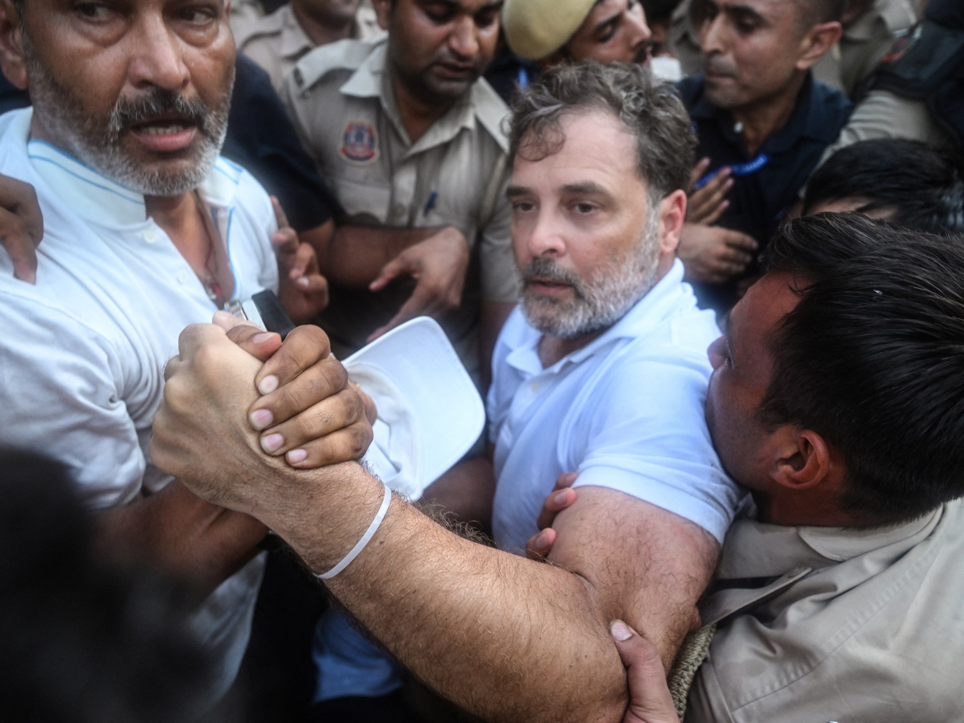 Rahul Gandhi held during New Delhi protest outside Modi residence