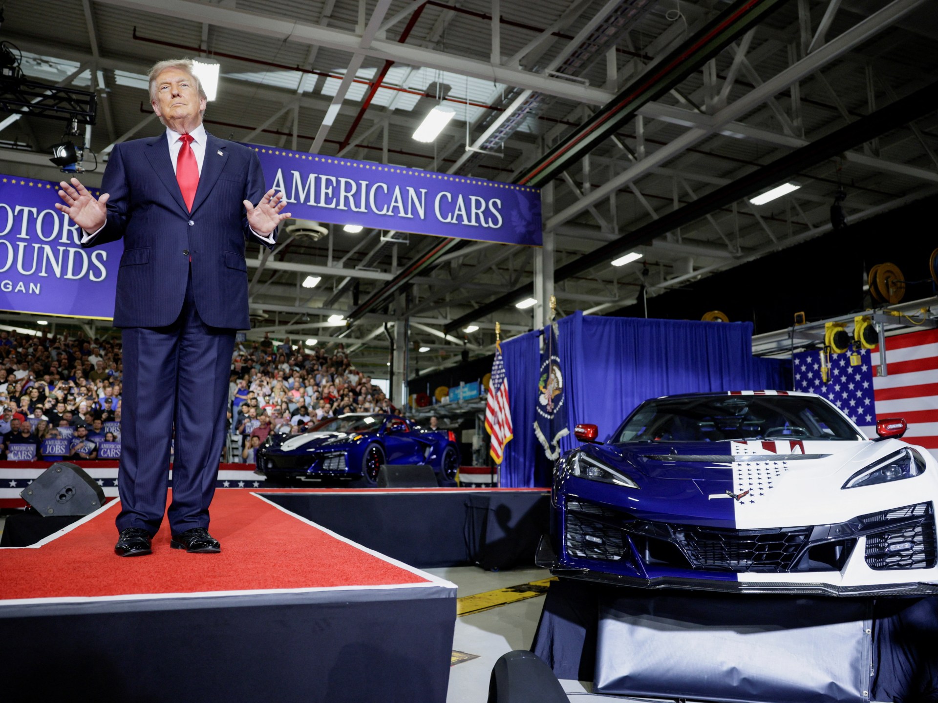 Trump pitches Michigan economy plan as approval rating sinks