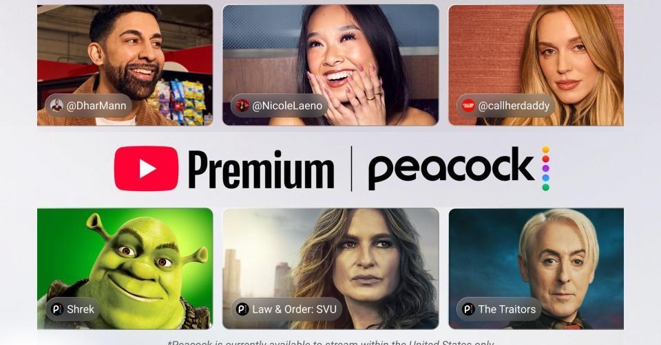 YouTube Premium Peacock bundle will add streaming access next year