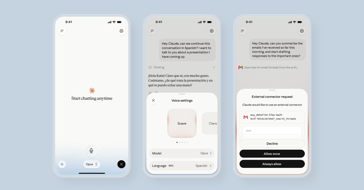 Claude voice mode adds Opus and Sonnet for harder tasks