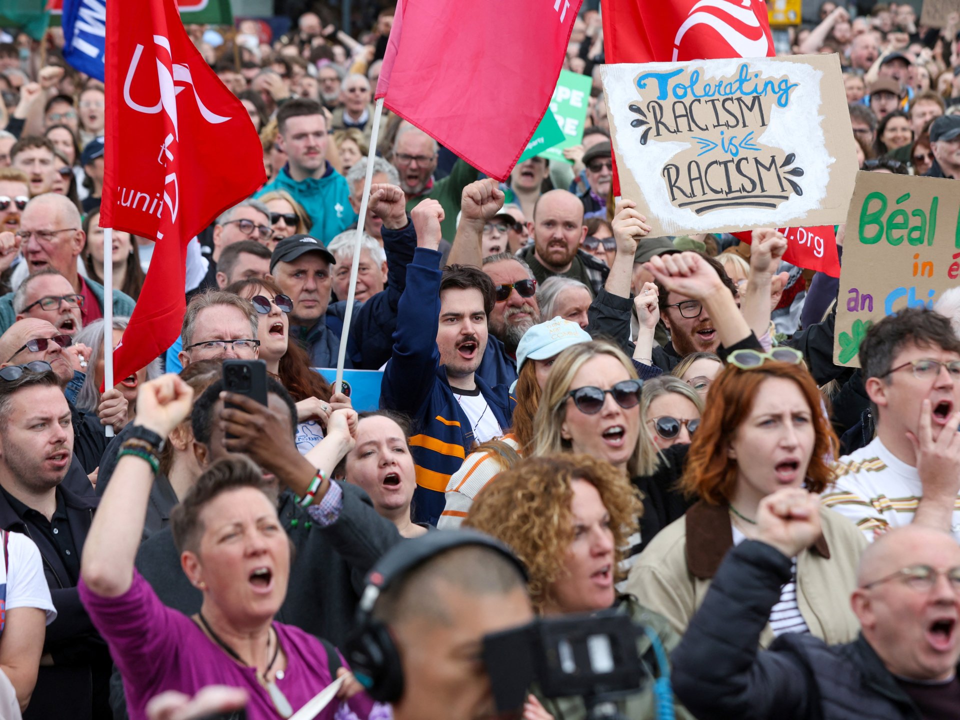Thousands rally against racism after Belfast unrest