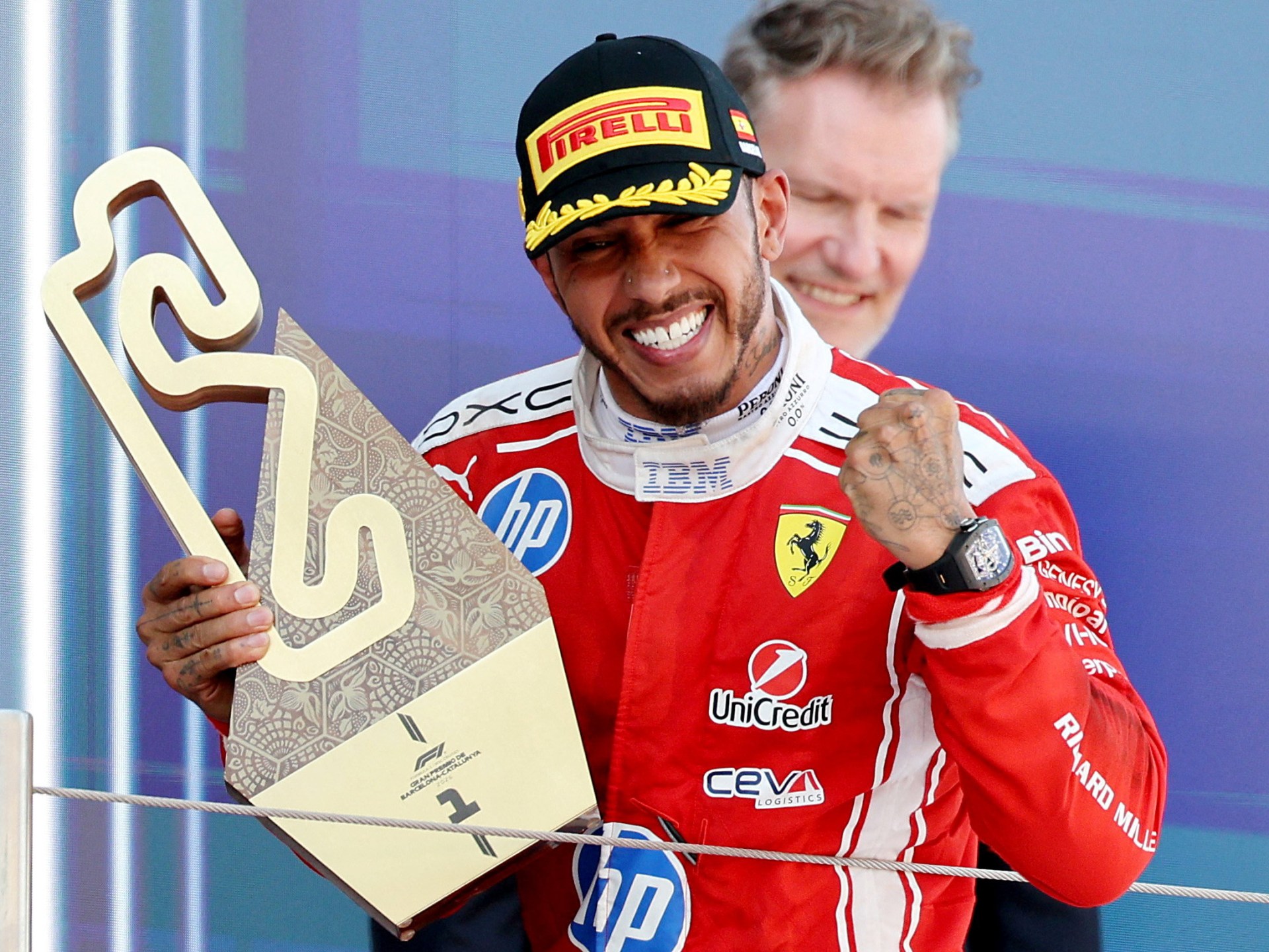 Hamilton takes first Ferrari win at Barcelona-Catalunya