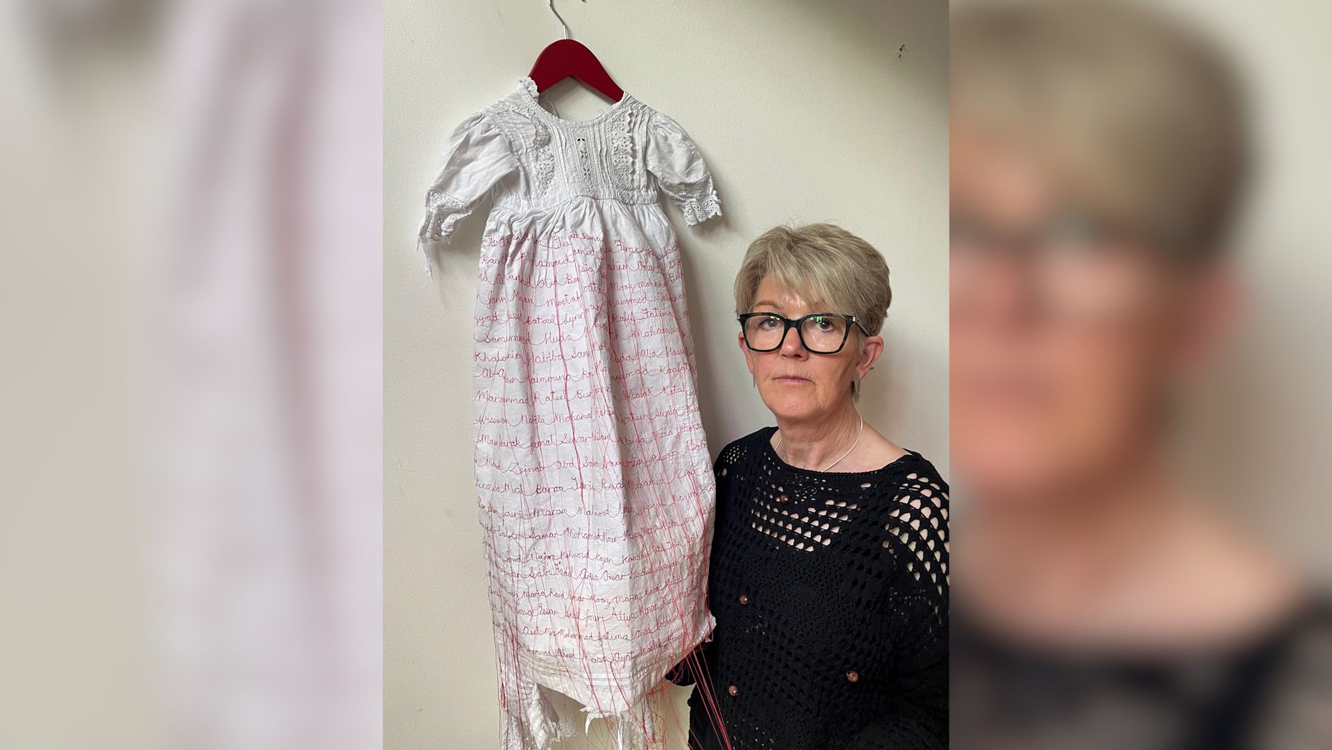 Welsh artist turns christening gown into Gaza children memorial