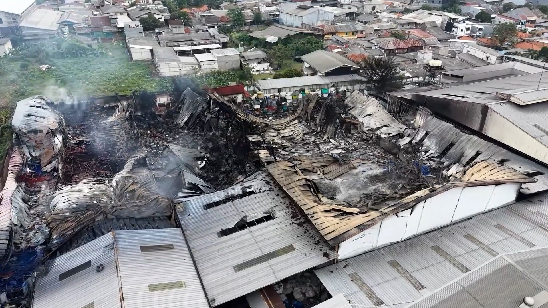Fire destroys sandal factory in Indonesia’s Tangerang
